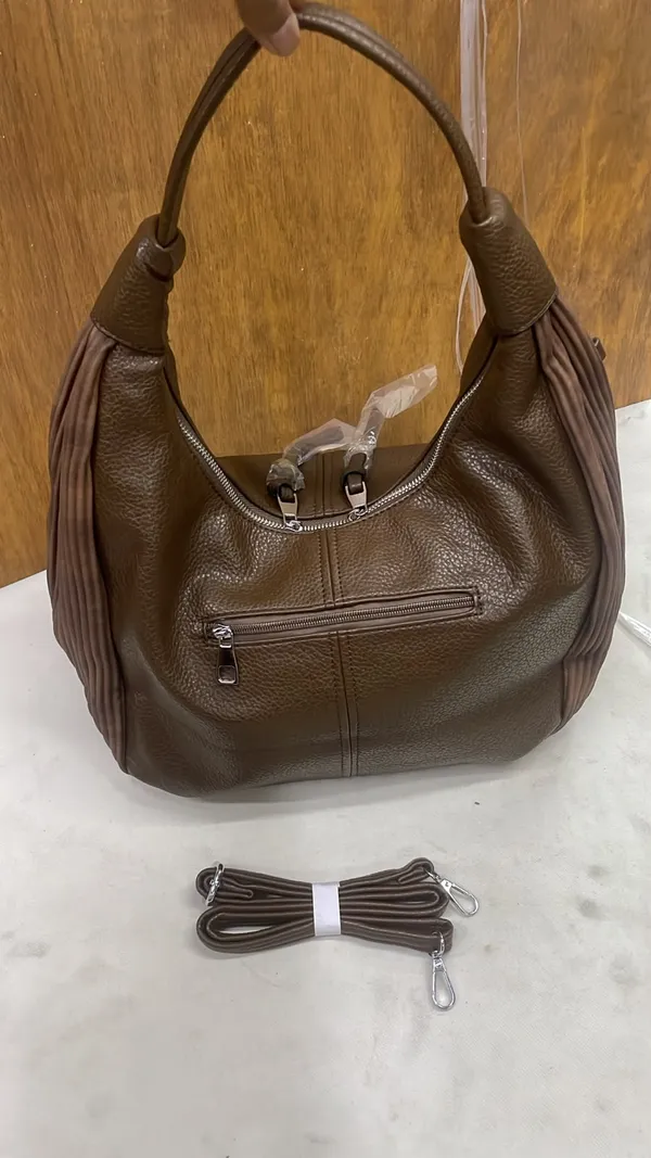 Brown_Pu_Leather_Pleated_Shoulder_Bag_For_Women