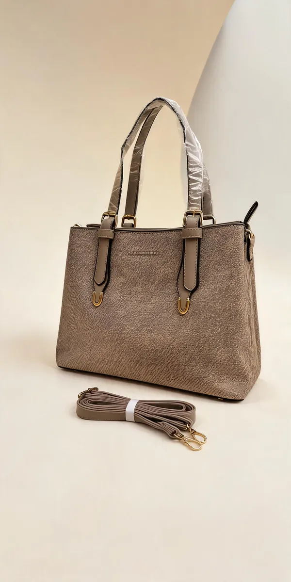 Beige_Pu_Leather_Structured_Tote_Bag_For_Women
