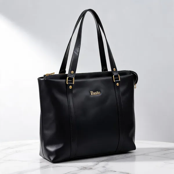 Black_Pu_Leather_Smooth_Finish_Tote_Bag_For_Women