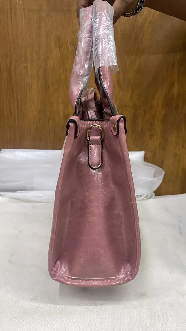 Pink_Pu_Leather_Structured_Tote_Bag_For_Women