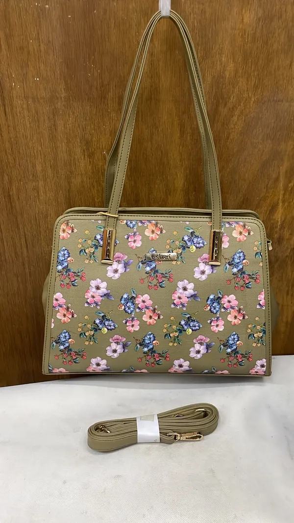 Beige_Pu_Leather_Floral_Print_Shoulder_Bag_For_Women
