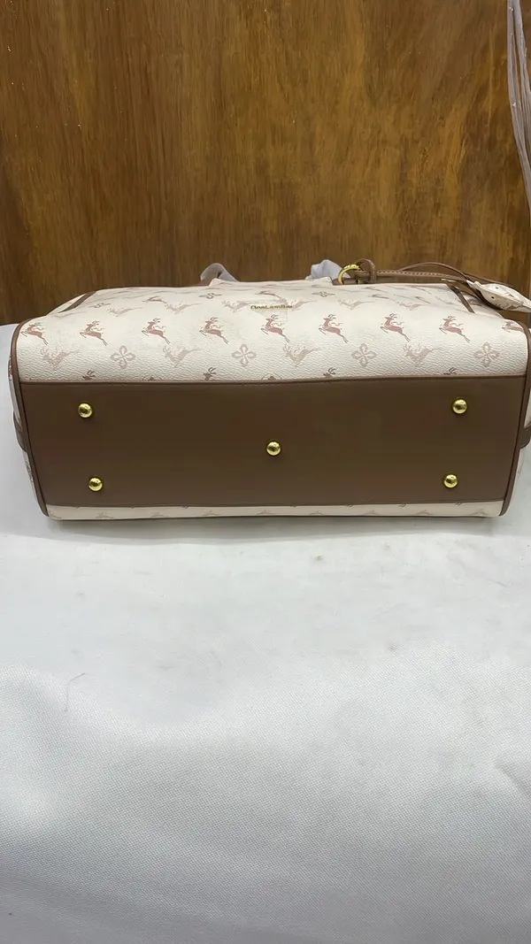 Cream_Pu_Leather_Printed_Tote_Bag_For_Women
