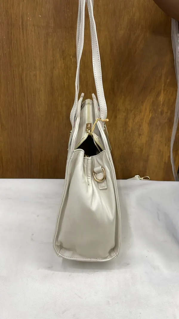 White_Pu_Leather_Floral_Print_Handbag_For_Women