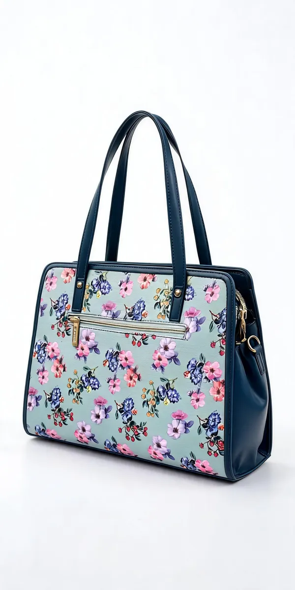 Blue_Pu_Leather_Floral_Tote_Bag_For_Women