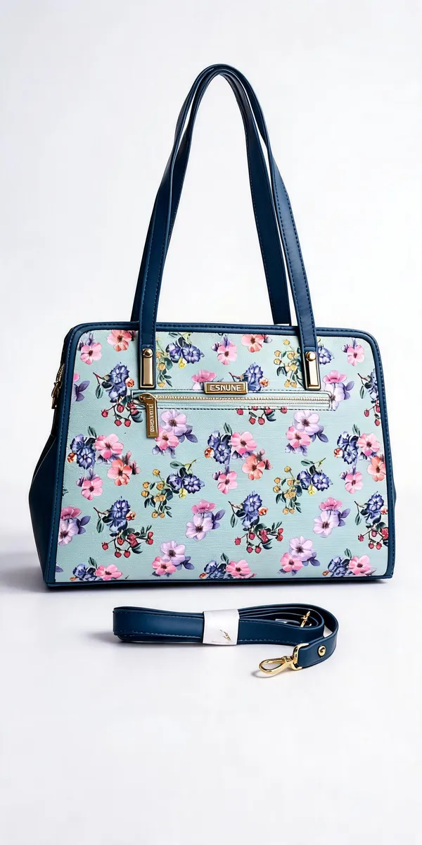 Blue_Pu_Leather_Floral_Tote_Bag_For_Women