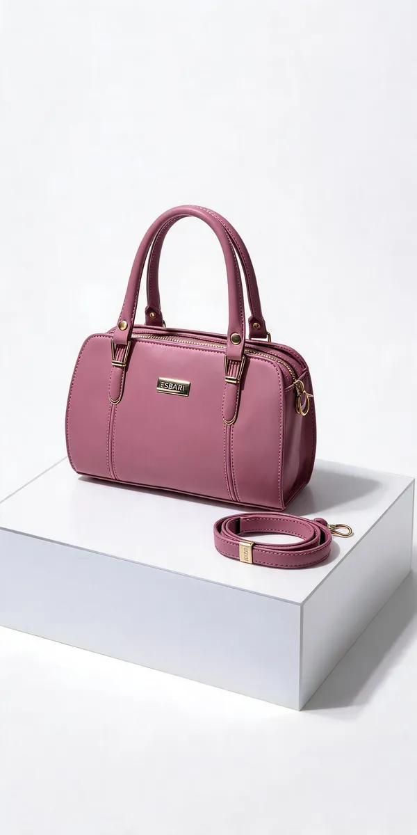Pink_Pu_Leather_Structured_Handbag_For_Women