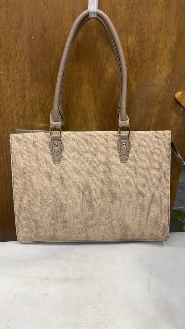 Beige_Pu_Leather_Structured_Tote_Bag_For_Women
