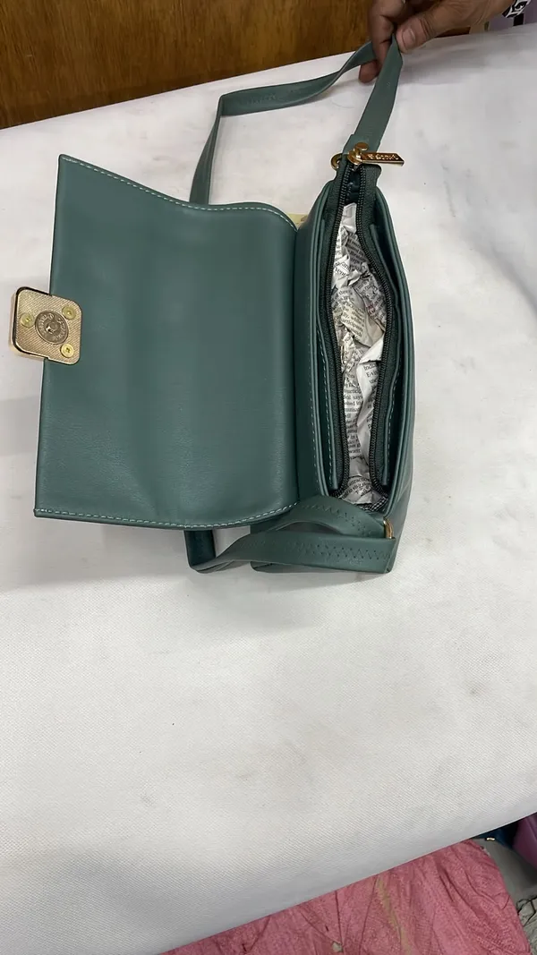 Green_Pu_Leather_Structured_Crossbody_Bag_For_Women