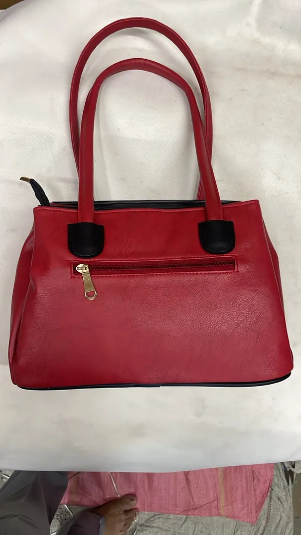 Red_Pu_Leather_Structured_Tote_Bag_For_Women