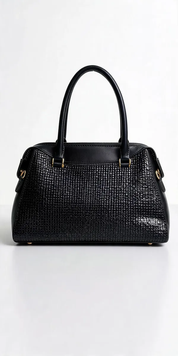 Black_Pu_Leather_Textured_Tote_Bag_For_Women