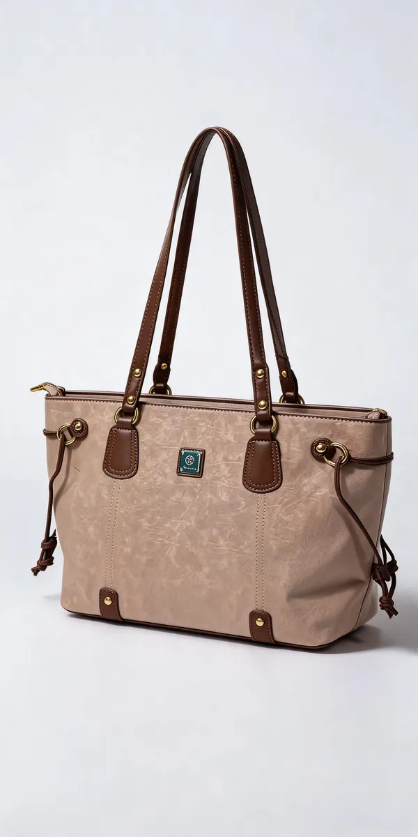 Beige_Pu_Leather_Tote_Bag_For_Women