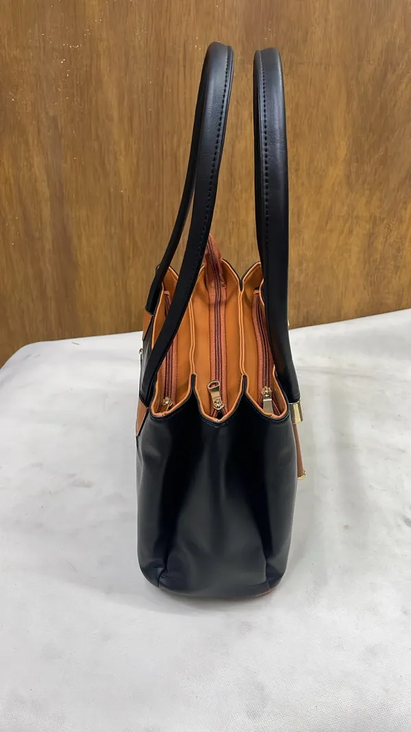 Black_Pu_Leather_Structured_Tote_Bag_For_Women