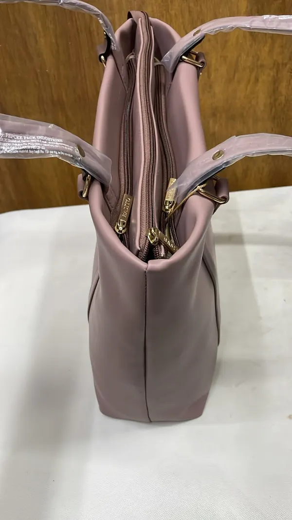 Pink_Pu_Leather_Structured_Tote_Bag_For_Women