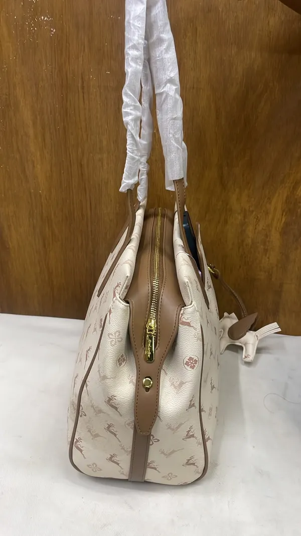 Cream_Pu_Leather_Printed_Tote_Bag_For_Women