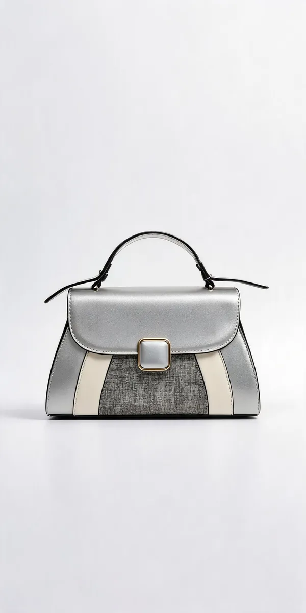 White_Pu_Leather_Textured_Structured_Handbag_For_Women
