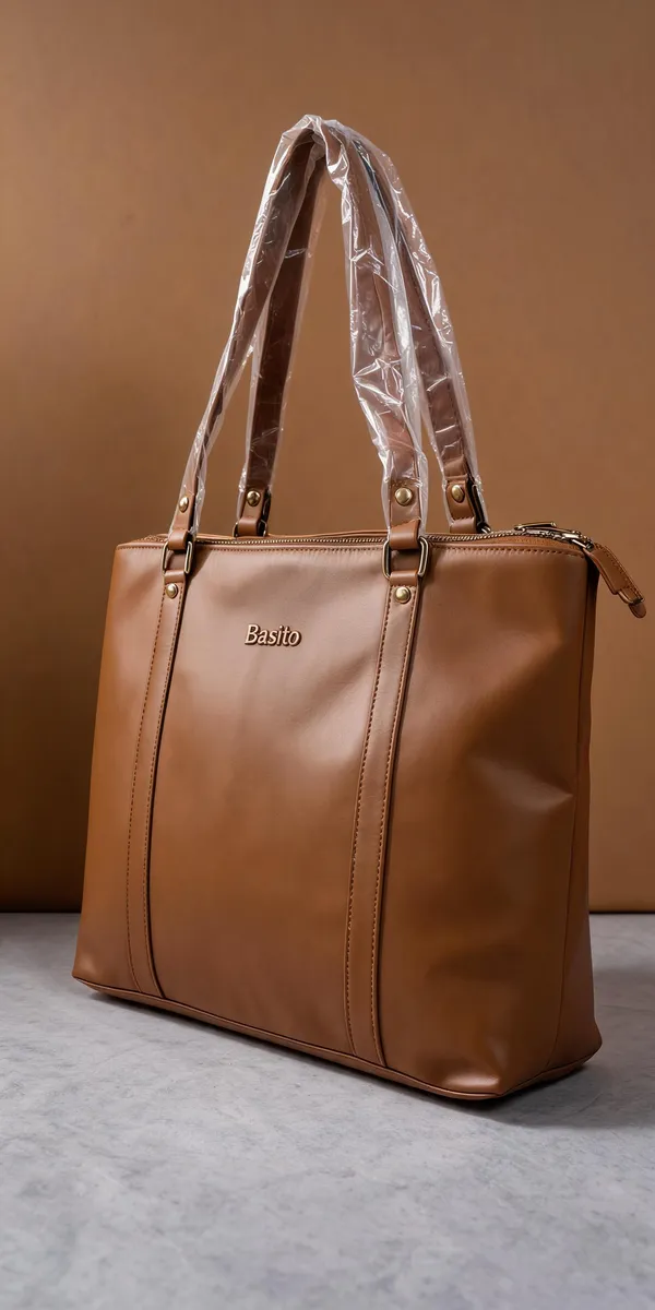 Brown_Pu_Leather_Structured_Tote_Bag_For_Women