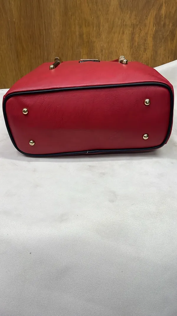 Red_Pu_Leather_Structured_Tote_Bag_For_Women