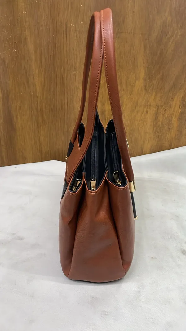 Brown_Pu_Leather_Structured_Tote_Bag_For_Women