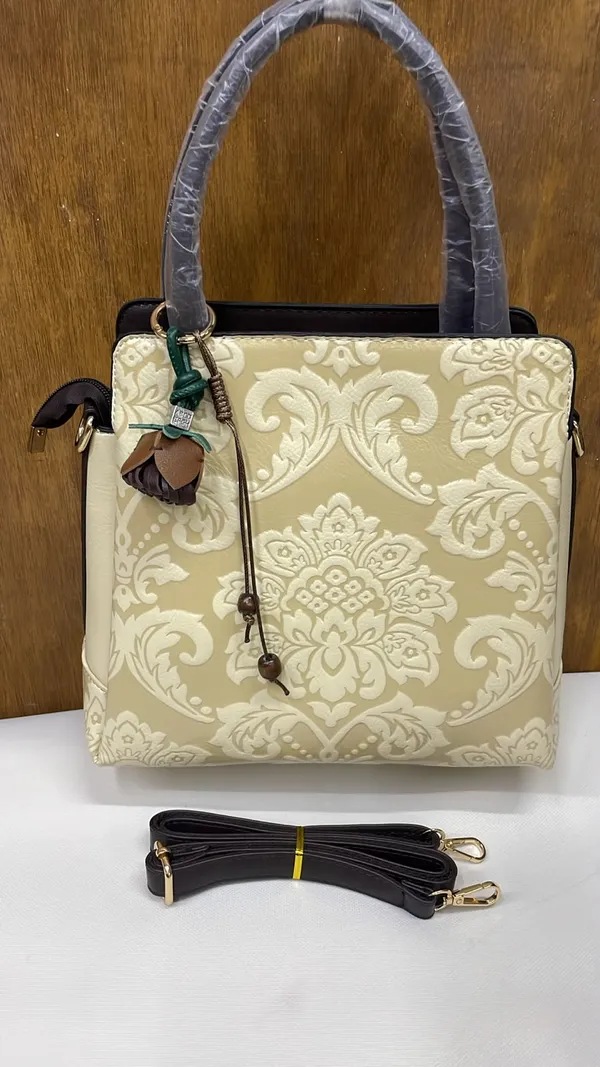 Beige_Pu_Leather_Patterned_Tote_Bag_For_Women