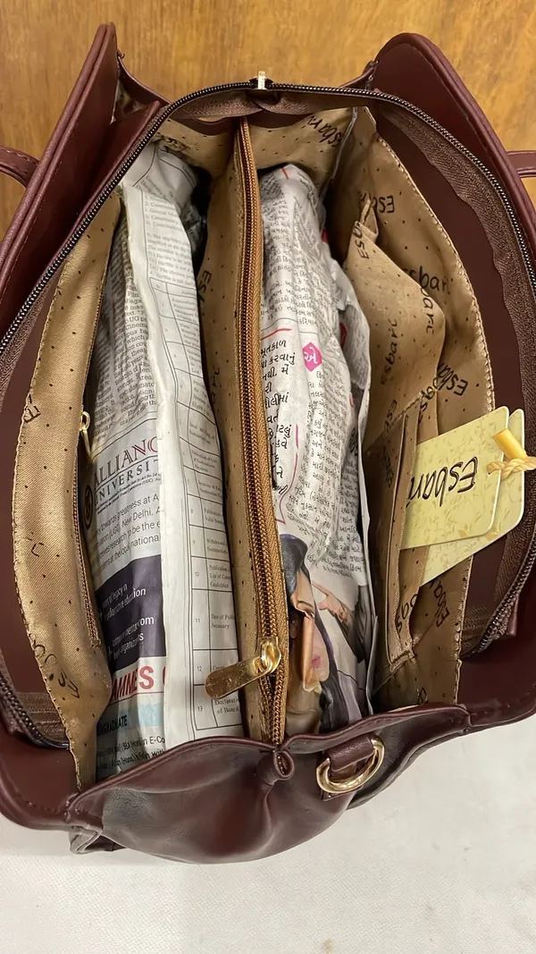 Brown_Pu_Leather_Floral_Print_Shoulder_Bag_For_Women