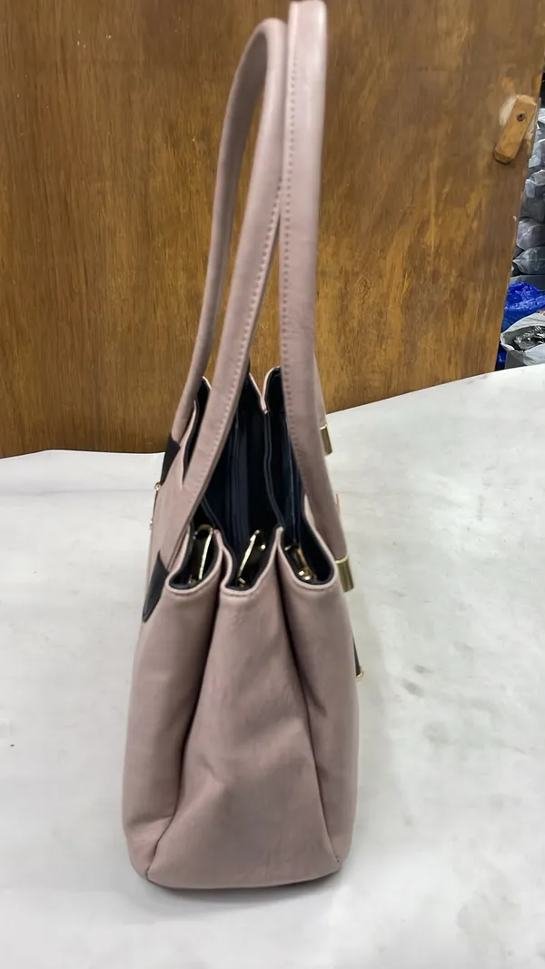 Pink_Pu_Leather_Structured_Tote_Bag_For_Women