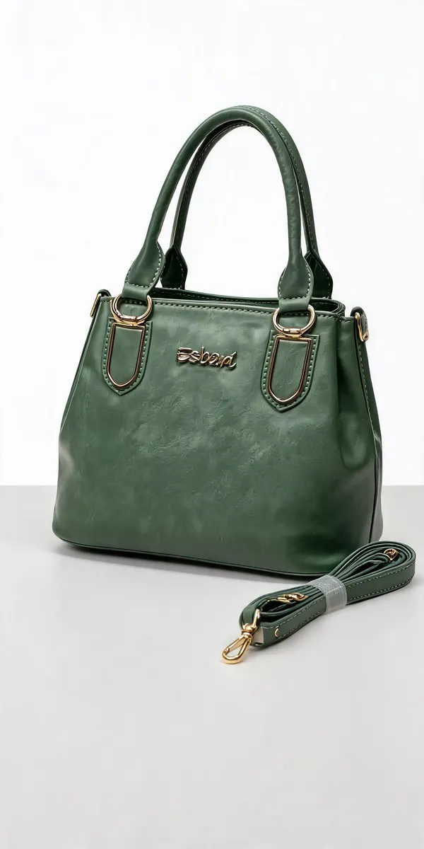 Green_Pu_Leather_Structured_Handbag_For_Women