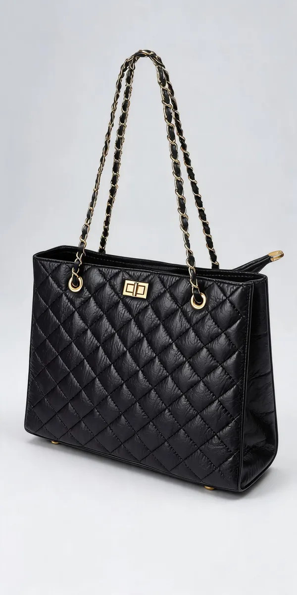 Black_Pu_Leather_Quilted_Shoulder_Bag_For_Women