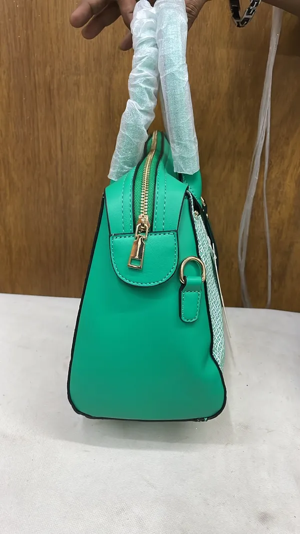 Green_Pu_Leather_Patterned_Structured_Handbag_For_Women