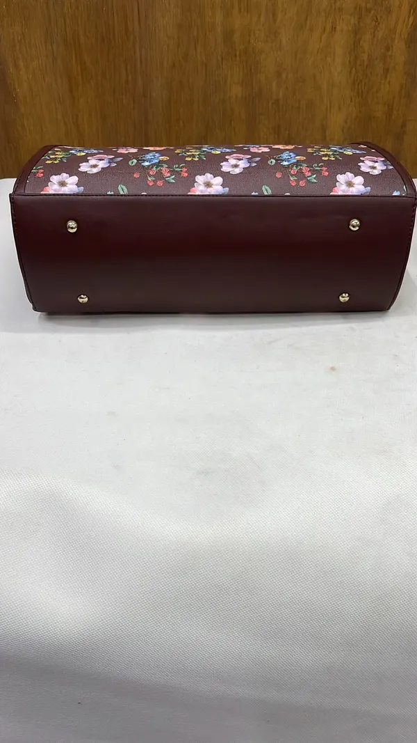 Brown_Pu_Leather_Floral_Print_Shoulder_Bag_For_Women