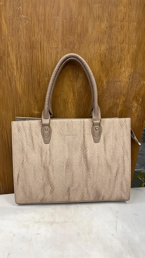 Beige_Pu_Leather_Structured_Tote_Bag_For_Women