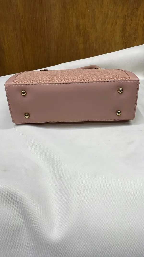 Pink_Pu_Leather_Textured_Handbag_For_Women