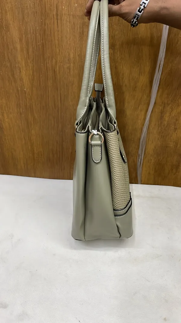Grey_Pu_Leather_Structured_Tote_Bag_For_Women
