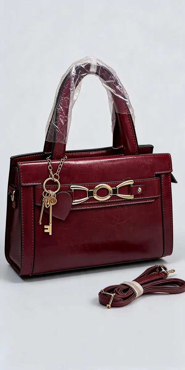 Maroon_Pu_Leather_Structured_Handbag_For_Women