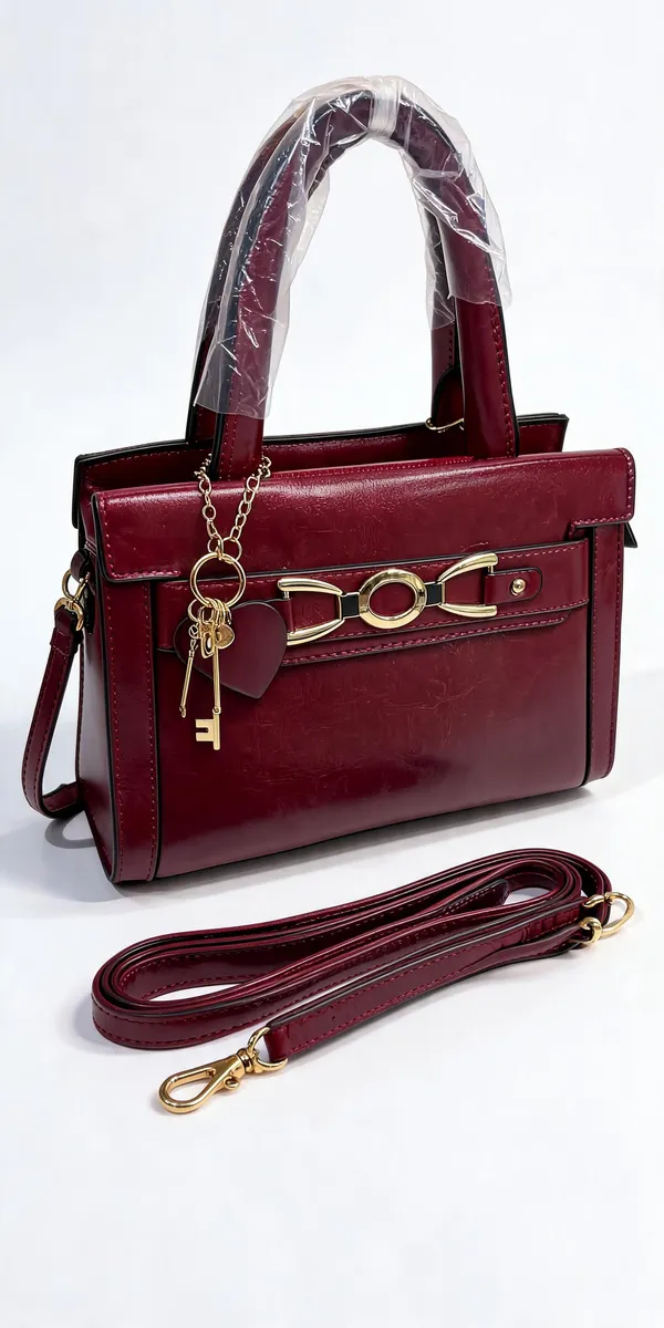 Maroon_Pu_Leather_Structured_Handbag_For_Women