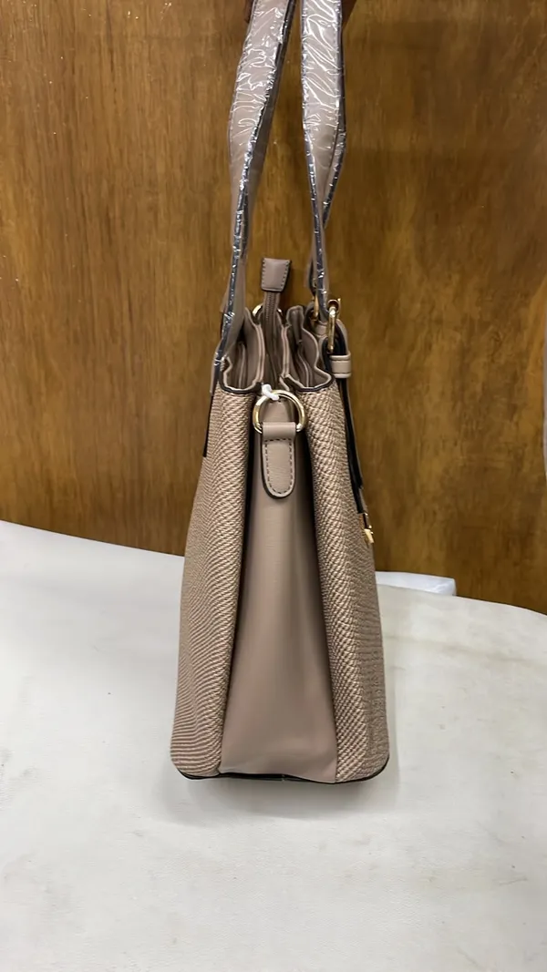 Beige_Pu_Leather_Structured_Tote_Bag_For_Women