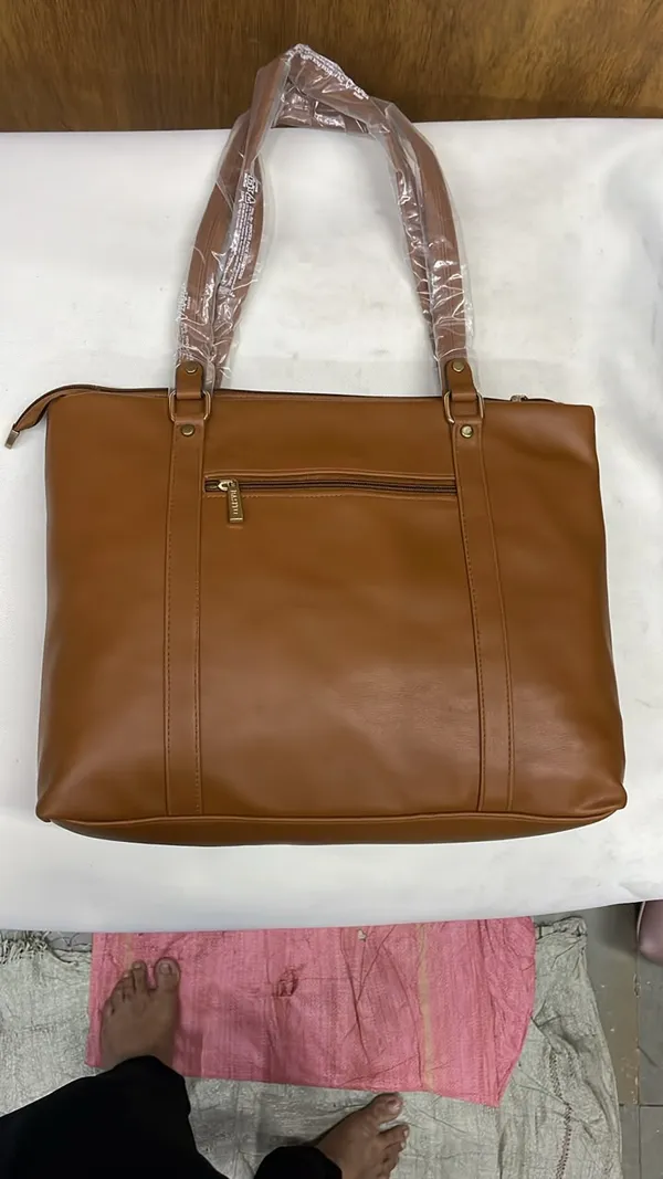 Brown_Pu_Leather_Structured_Tote_Bag_For_Women