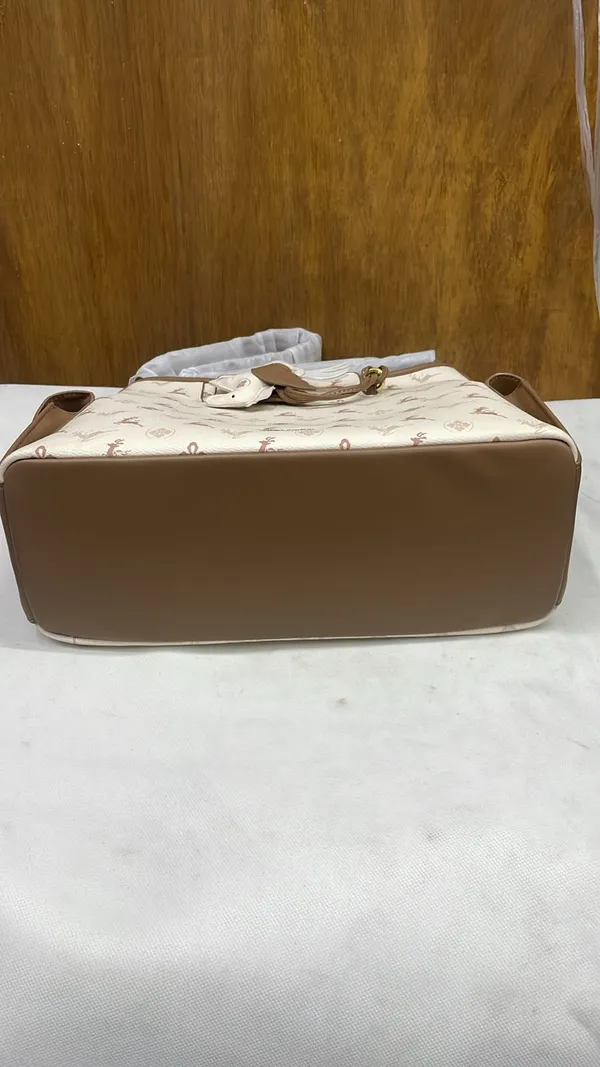 Cream_Pu_Leather_Printed_Shoulder_Bag_For_Women