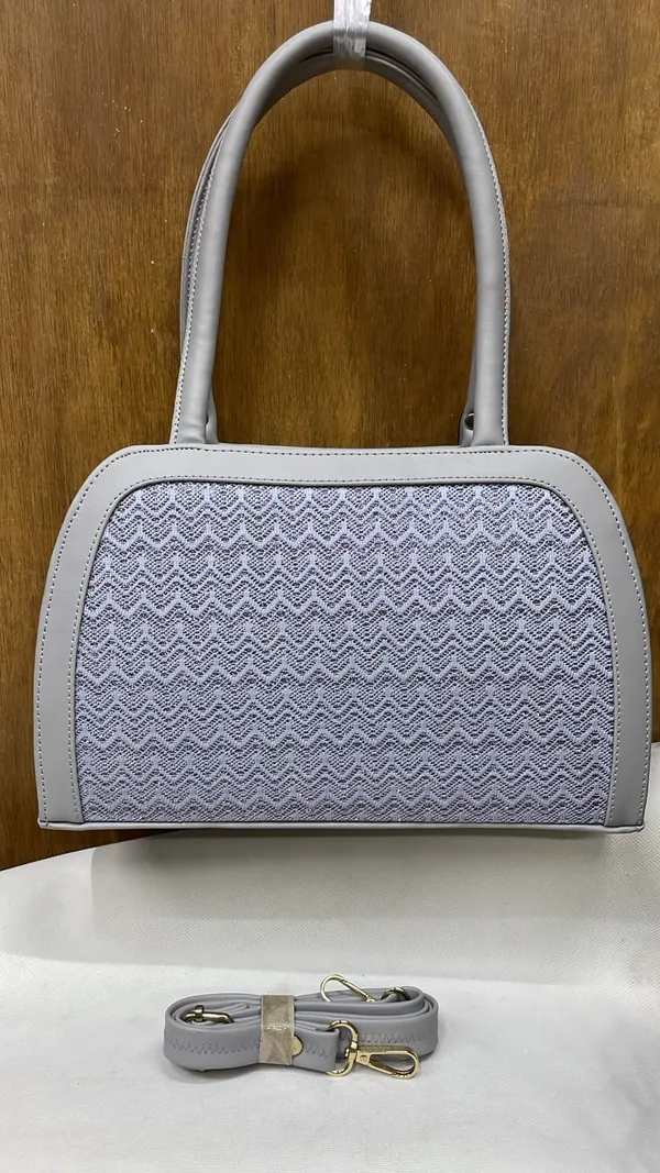 Grey_Pu_Leather_Structured_Handbag_With_Detachable_Strap_For_Women