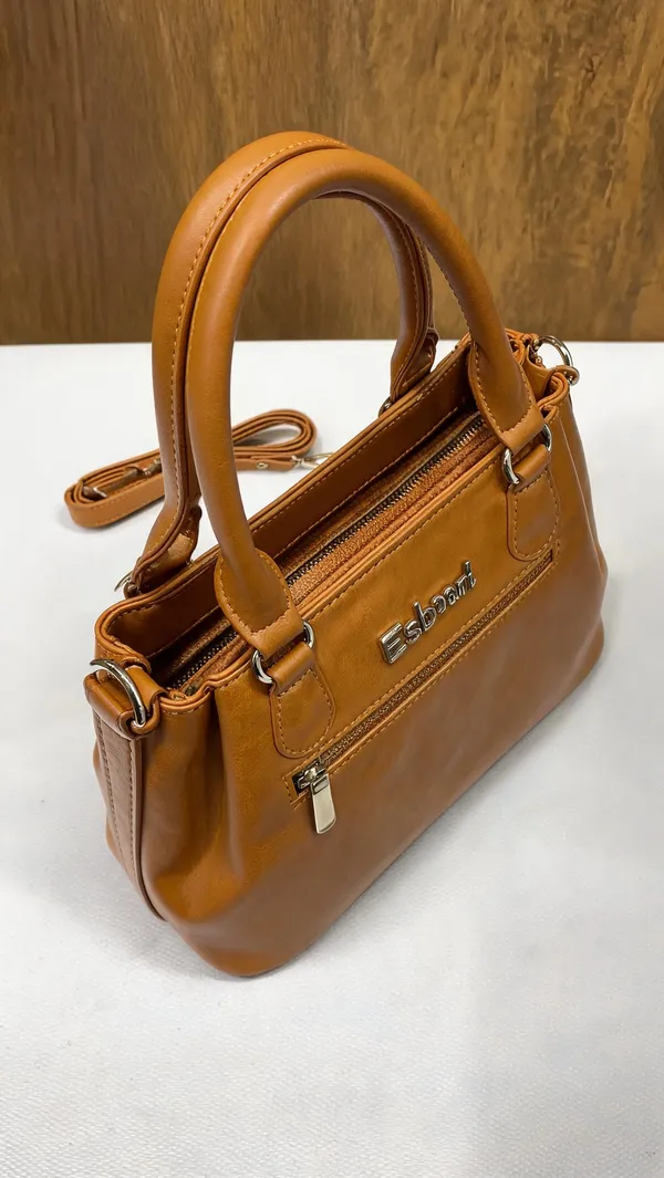 Tan_Pu_Leather_Structured_Handbag_For_Women