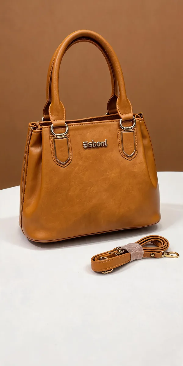Tan_Pu_Leather_Structured_Handbag_For_Women