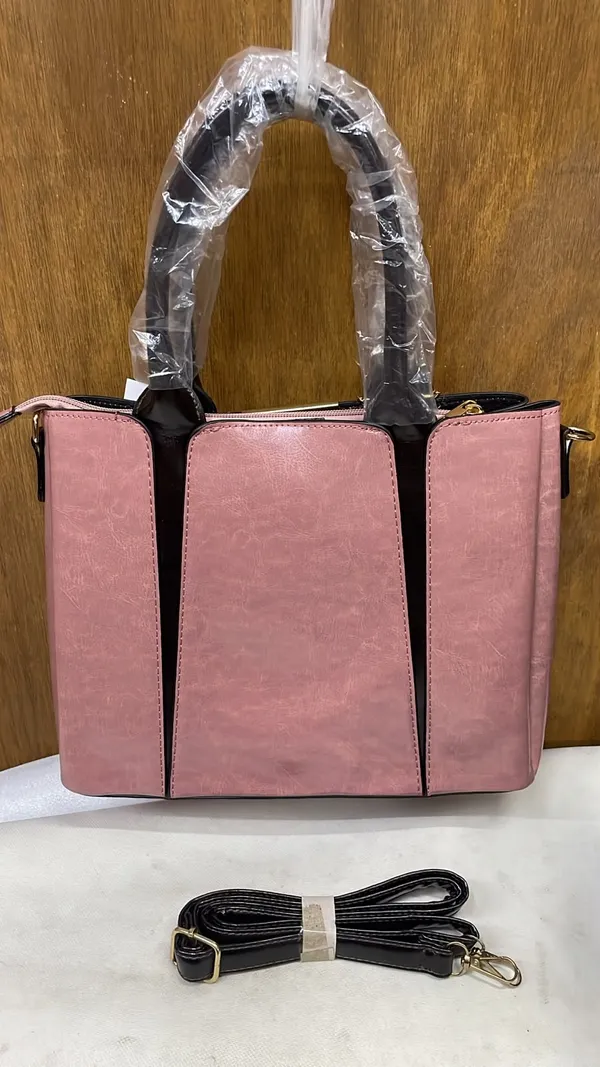 Pink_Pu_Leather_Structured_Tote_Bag_For_Women