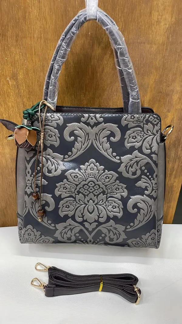 Black_Pu_Leather_Damask_Print_Handbag_For_Women