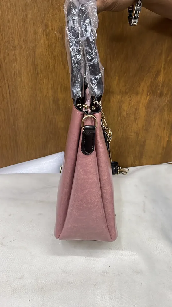 Pink_Pu_Leather_Structured_Tote_Bag_For_Women