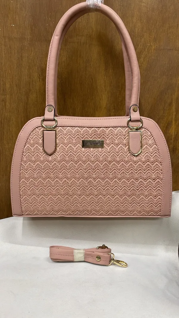 Pink_Pu_Leather_Textured_Handbag_For_Women