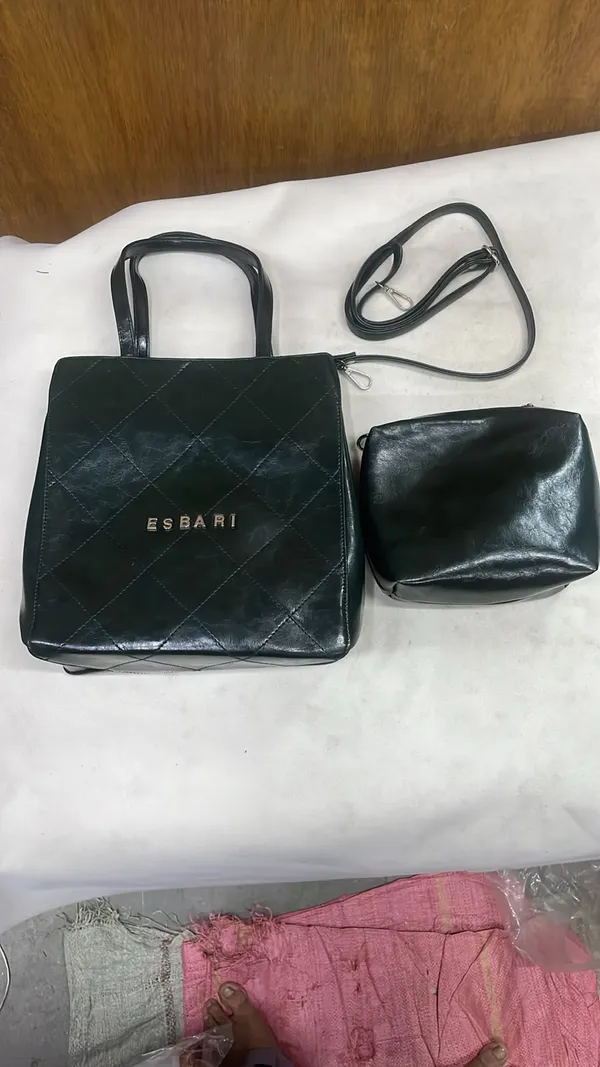 Black_Pu_Leather_Quilted_Handbag_Set_For_Women