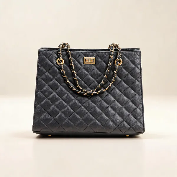 Black_Pu_Leather_Quilted_Shoulder_Bag_For_Women