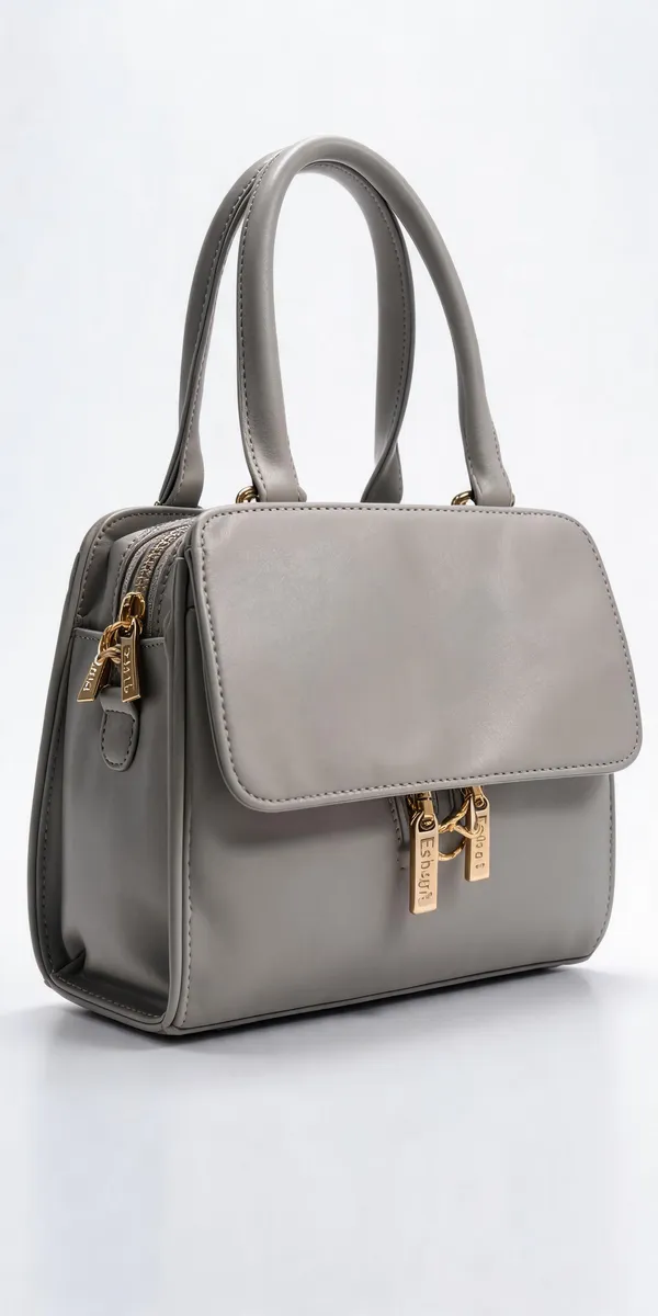 Grey_Pu_Leather_Structured_Handbag_For_Women