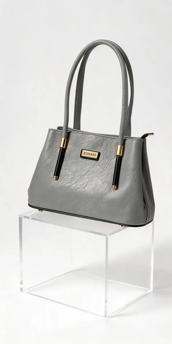 Grey_Pu_Leather_Textured_Structured_Tote_Bag_For_Women