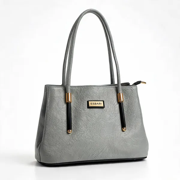 Grey_Pu_Leather_Textured_Structured_Tote_Bag_For_Women