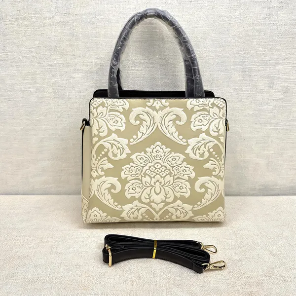 Beige_Pu_Leather_Patterned_Tote_Bag_For_Women